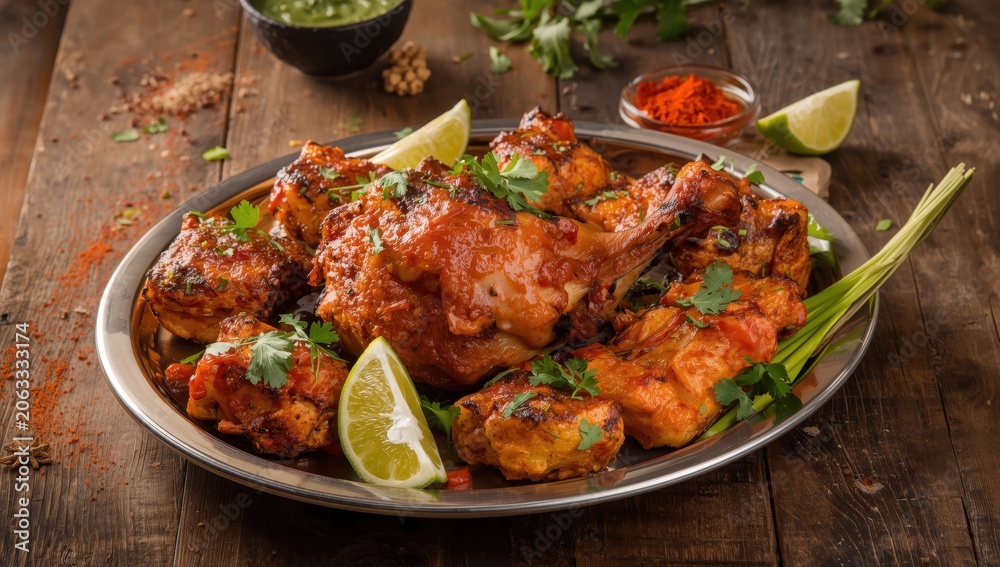 Fototapeta premium Tandoori Chicken is a spicy Indian meat dish