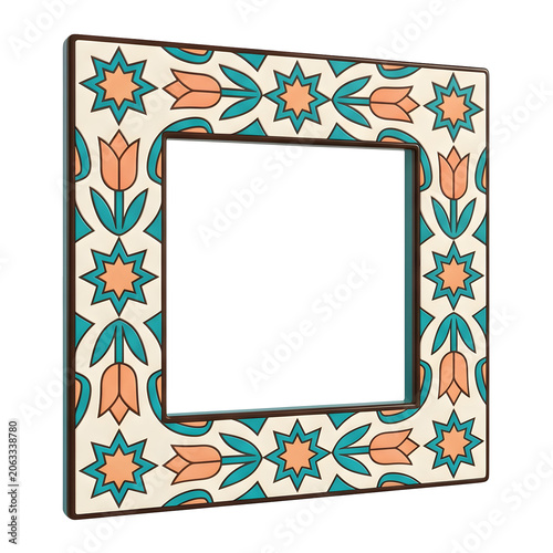 Decorative Frame with Floral and Star Pattern