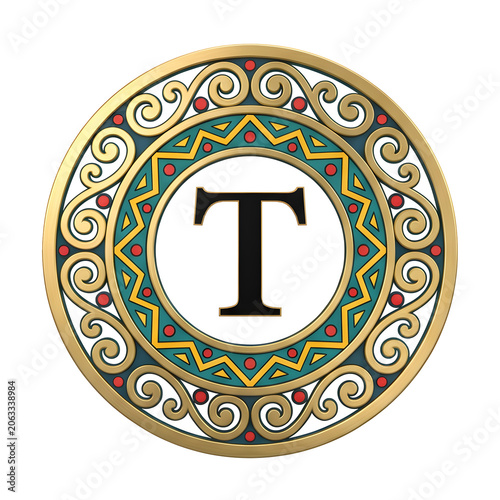 Ornate Letter T Emblem Design