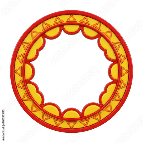 Red and Yellow Cartoon Circular Frame