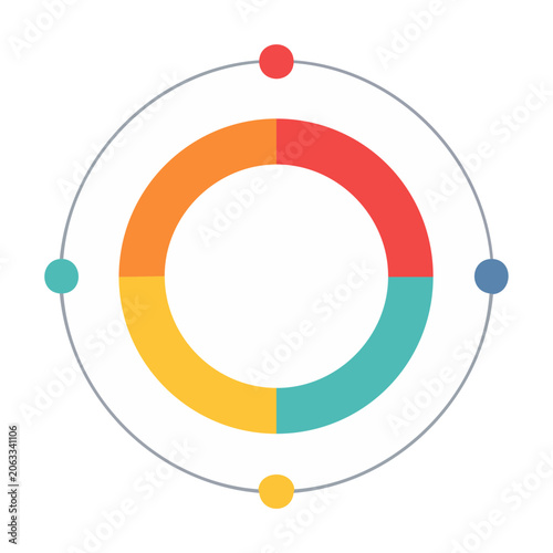 Flat design circular progress chart with percentage segments