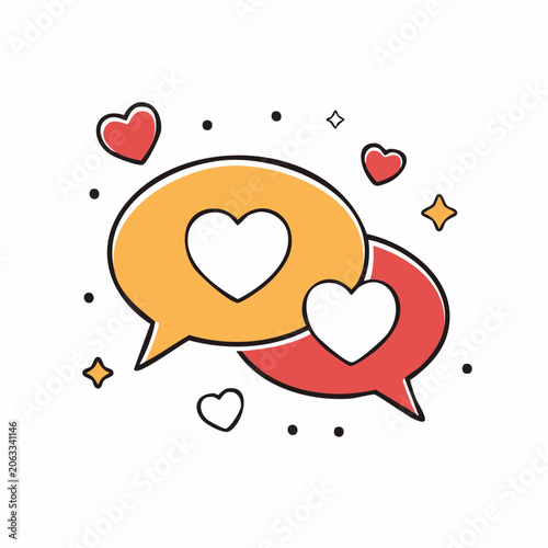 Love conversation speech bubbles with hearts