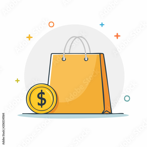 Shopping Bag and Coin Icon