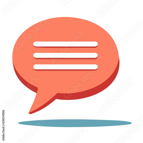 Red speech bubble icon with three lines
