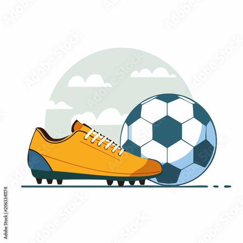 Soccer Cleat and Ball Illustration