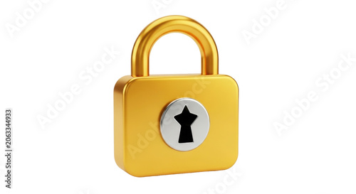 Shiny gold padlock with keyhole