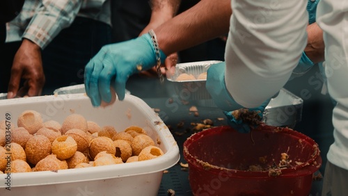 Panipuri Indian food served during the Holi festival at the stalls