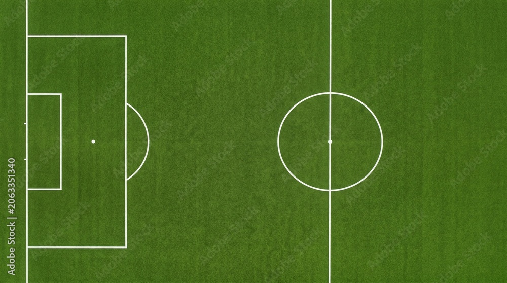 Obraz premium Green Football Pitch Background Top View