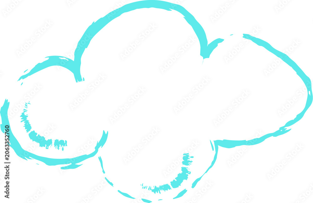 Naklejka premium Cloud Doodle Outline Sketch