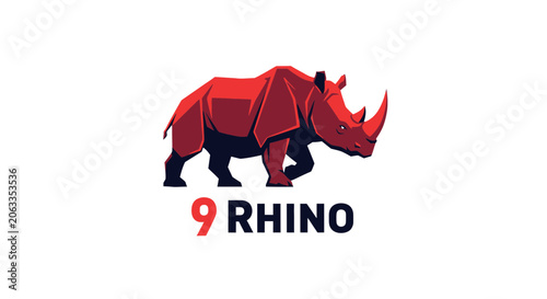 Valokuva Red rhino graphic illustration profile view.