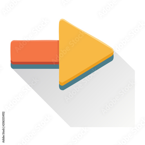 Flat design play button icon with transparent background