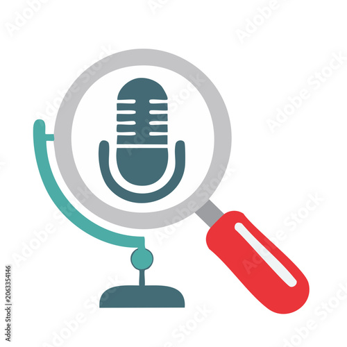 Microphone and Magnifying Glass Icon