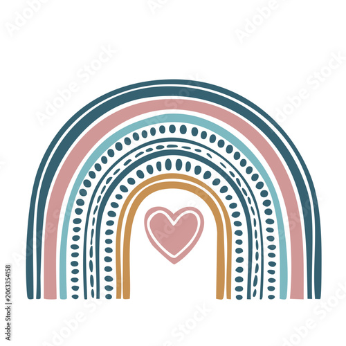 Minimalist Rainbow with Heart Illustration