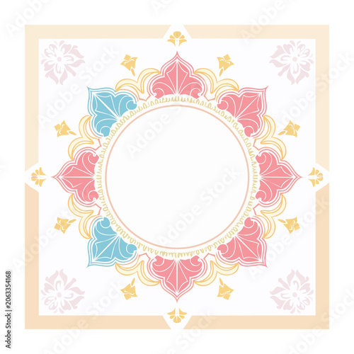 Ornate floral mandala frame illustration