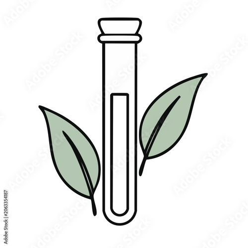 Test Tube with Green Leaves Icon
