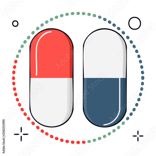 Red and Blue Medical Pills Icon