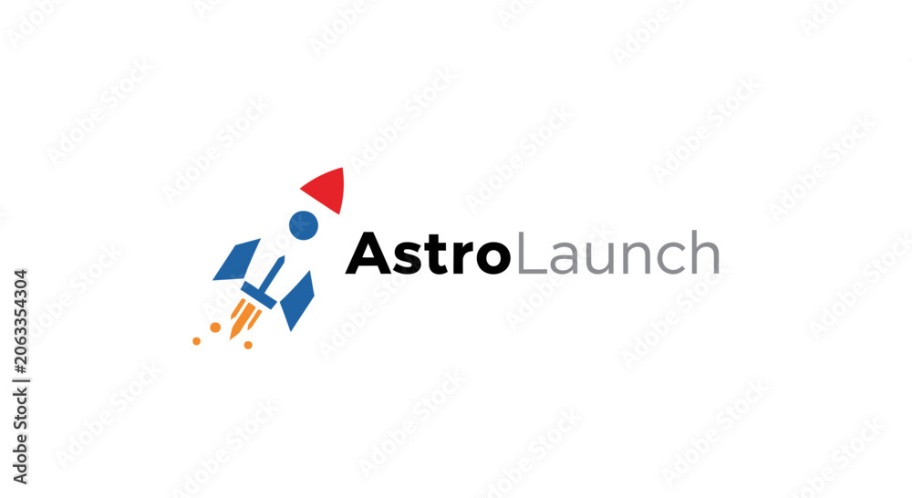 Obraz premium Rocket Ship Logo Blasting Off.