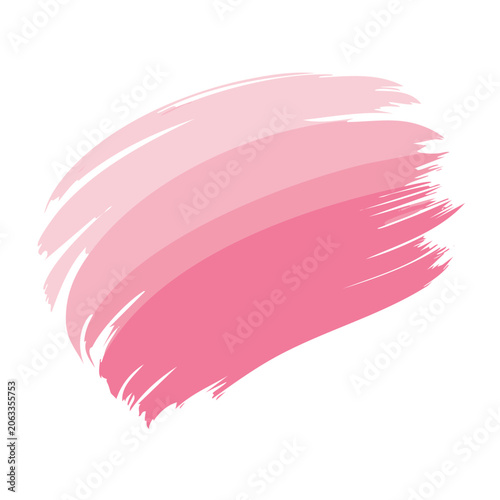 Pink watercolor brush stroke on white background