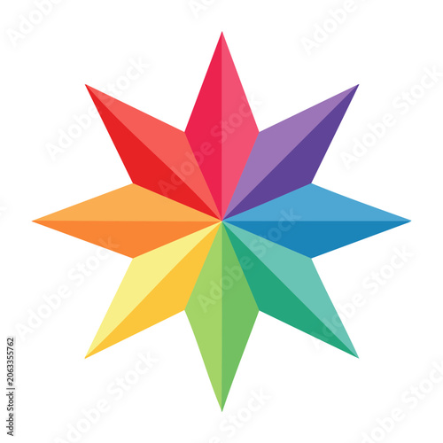 Rainbow colored geometric star vector