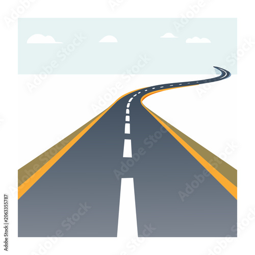 Winding road with perspective view illustration