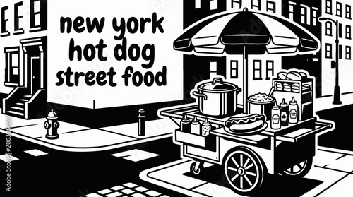 Obraz na płótnie new york street food scene with classic hot dog cart and urban food atmosphere r