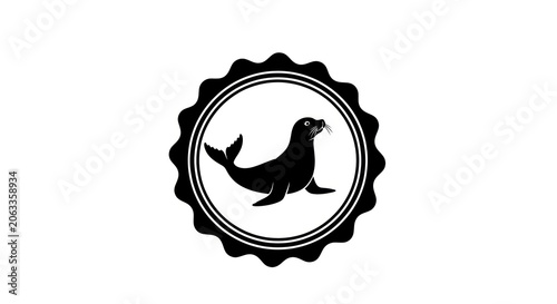Seal Emblem Logo Design Isolated on White Background.