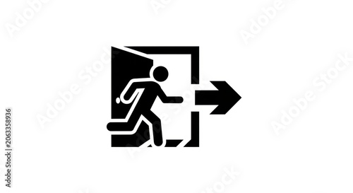 Running Man Exit Sign Icon Silhouette.
