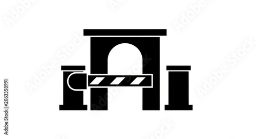 Security checkpoint barrier gate icon silhouette.