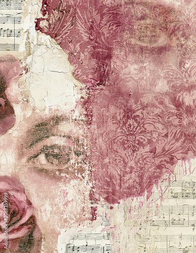 Victorian woman plum gothic journal paper background