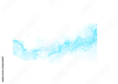Fotografie Soft curved blue smoke wave isolated on white background with abstract ethereal