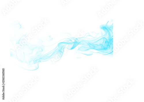 Canvas Print Light blue wispy ink cloud floating on white backdrop with abstract ethereal tra