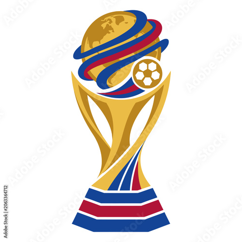 Golden Global World Football Soccer Tournament Trophy Cup Vector Icon