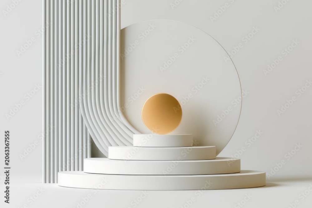 Fototapeta premium Contemporary Pedestal with Golden Sphere 