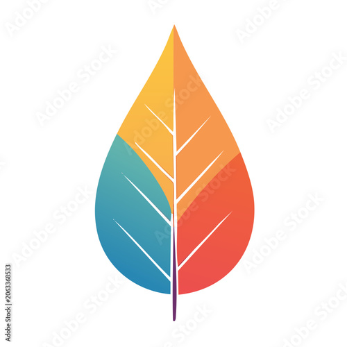 Colorful autumn maple leaf flat illustration