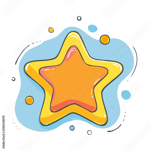 Colorful cartoon star illustration on blue background