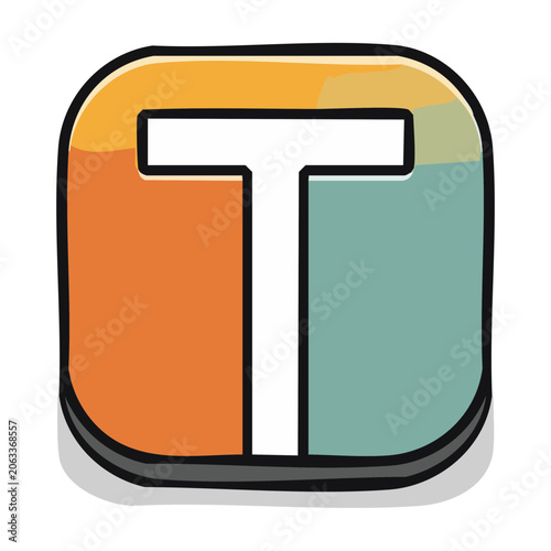 Colorful flat design letter T icon