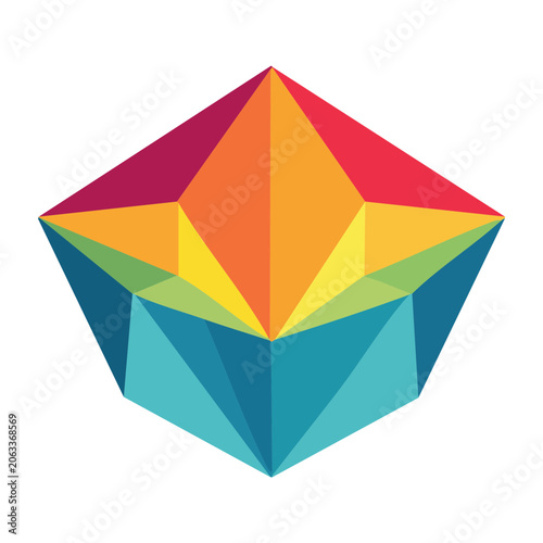 Colorful Low Poly Geometric Polyhedron