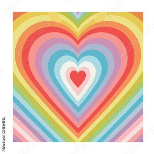 Colorful nested rainbow heart illustration