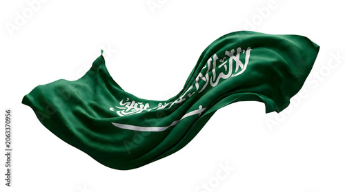 Green waving flag of Saudi Arabia