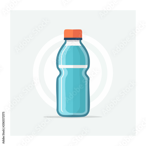 Flat design water bottle with orange cap
