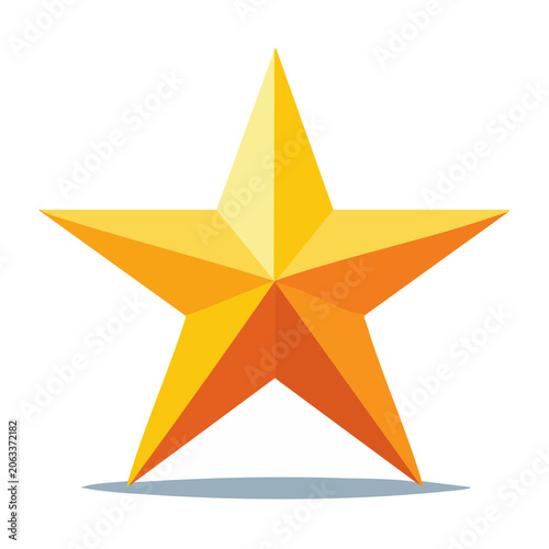 Golden star icon in flat design