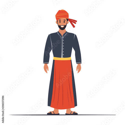 Man in traditional ethnic clothing illustration