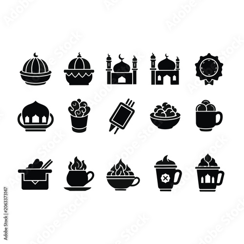 Ramadan Kareem icons set.
