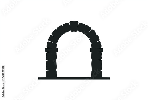 Schilderij op canvas Stone archway silhouette on a white background architectural element