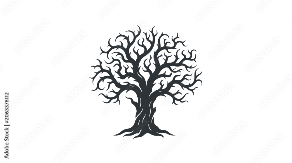Fototapeta premium Bare tree with twisted branches standing.