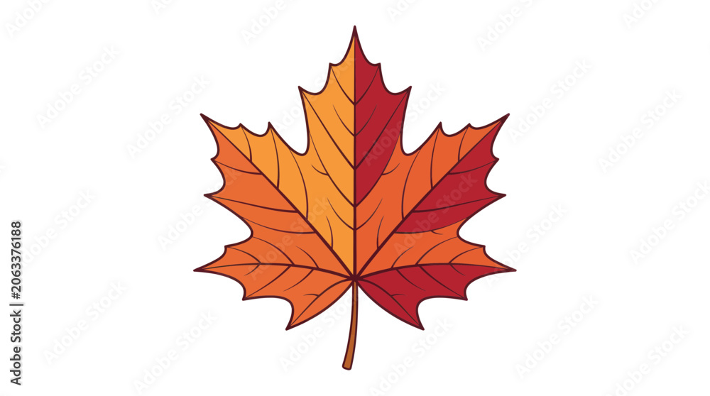 Fototapeta premium Autumn Maple Leaf Illustration - Orange and Red Gradient