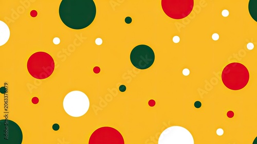 Colorful polka dot pattern on yellow background for creative design projects