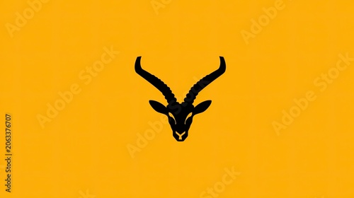 Silhouette of an antelope head on a vibrant yellow background