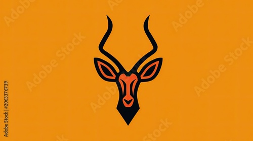 Stylized antelope head illustration against orange background for design use