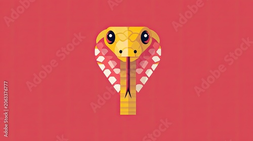 Stylized cobra snake illustration with bold colors and graphic design